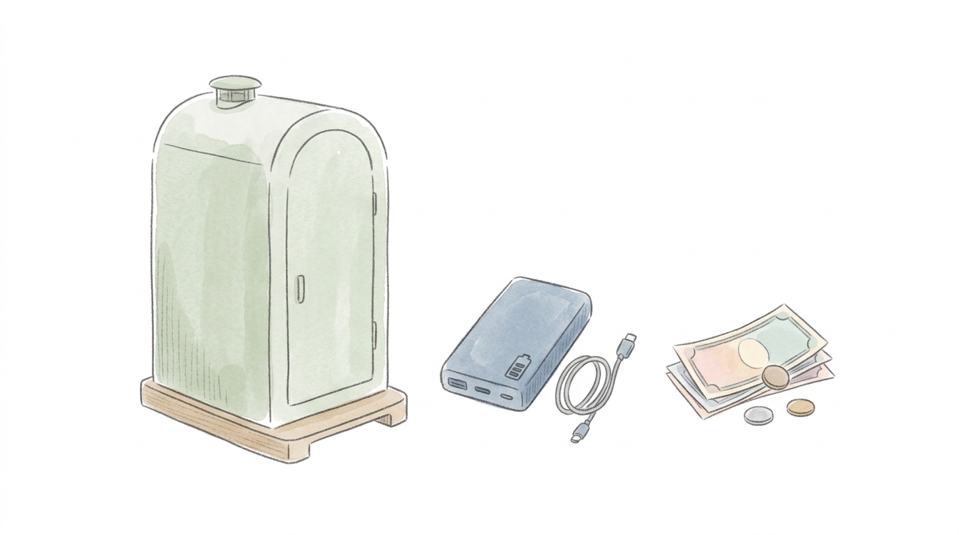 意外と忘れがちな必需品(簡易トイレ・モバイルバッテリー・現金)