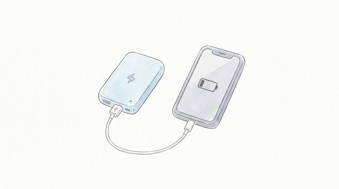 モバイルバッテリーを防災ポーチ(0次の備え)に入れて毎日持ち歩く