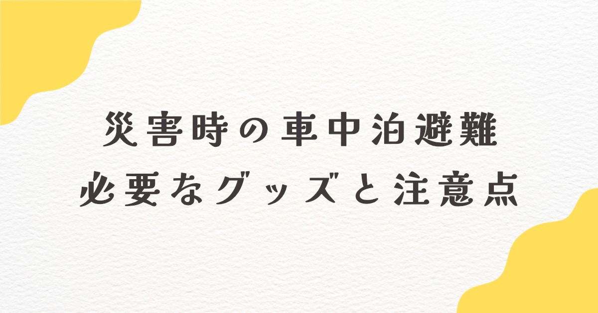災害時の車中泊避難 必要なグッズと注意点