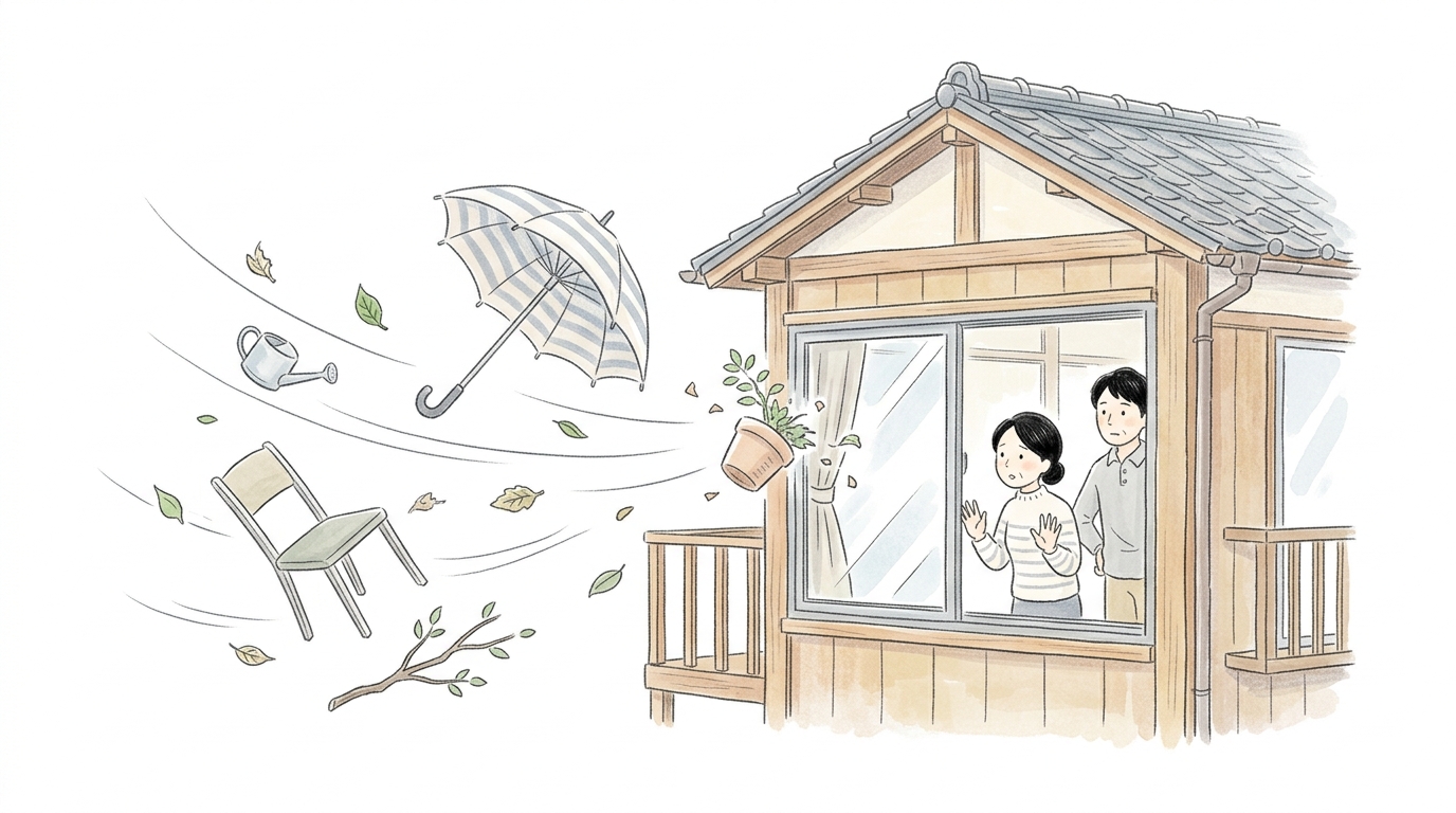台風で窓ガラスが割れる原因